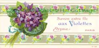 FABRIC LABEL~FRENCH VIOLET SOAP BOUQUET~VICTORIAN~CHIC