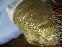 ANTIQUE FRENCH ALTAR FRONTAL GOLD METALLIC FLORAL DECOR GOLD TRIM 