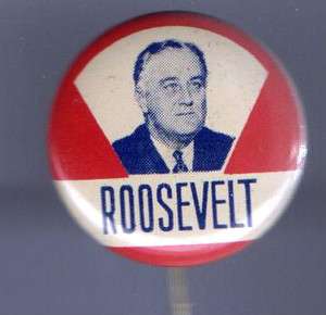 1930s pin Franklin Roosevelt pinback button pin FDR  