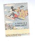 MICKEY MOUSE & PLUTO A BOOK IS A MAGIC CARPET STICKER COPYRIGHT WDP