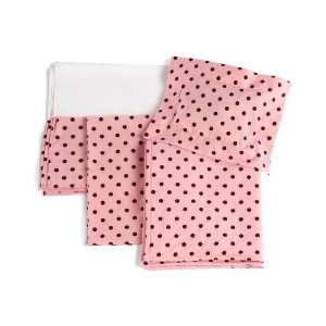  Linens: 18 inch Doll Single Bed Peach with Chocolate Dots 