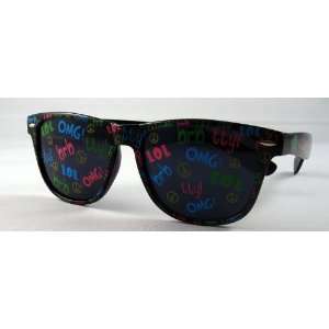  Sunglasses Black Wayfarers Novelty Text Glasses brb lol 