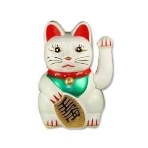 Maneki neko Lucky fortune Cat Waving Arm White 