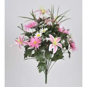    Artificial 26 Pink/Cream Tiger Lily/Gerbera Bush: Home & Kitchen