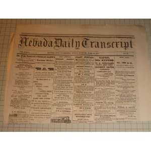 1877 Nevada Daily Transcript Newspaper   Nevada City 