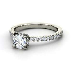  Carrie Ring, Round Diamond 14K White Gold Ring Jewelry