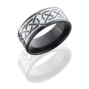  Zirconium, Celtic Knot Engraved Flat Wedding Band (sz 10.5 