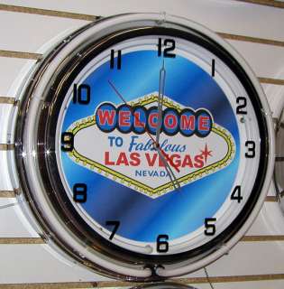 Welcome To Las Vegas Sign Large 2 Ring Neon Clock  