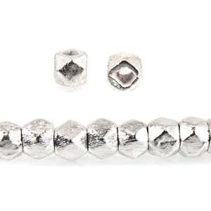  Sterling Silver Plated Copper Brushed Faceted Nugget Beads 