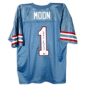  Warren Moon Houston Oilers Autographed Blue Jersey with 9x 