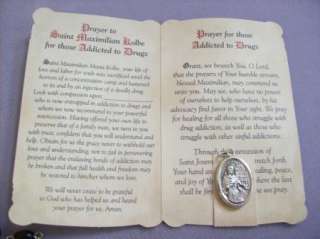 Saint St. Kolbe Wood Rosary Prayer Card ADDICTED DRUGS  
