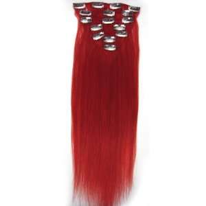  15 7pcs Remy Clips in Human Hair Extensions Red 70g for 