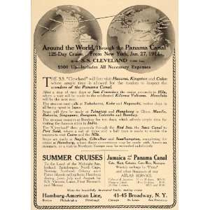 1913 Ad Hamburg American Line Around the World Cruise   Original Print 