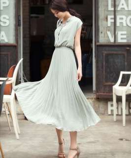   Button front closure accordion pleated maxi Cocktail Party Club dress