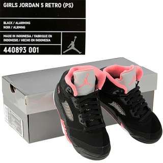 NIKE GIRLS AIR JORDAN 5 RETRO (PS) black pink SZ 3  