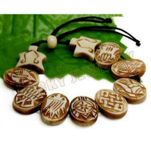 Tibetan Ox Bone Engraved 8 Symbol rope Weaving Bracelet  