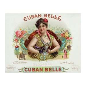  Cuban Belle Brand Cigar Box Label Premium Poster Print 