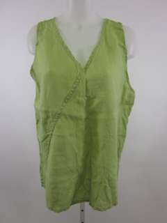 FLAX Green Sleeveless Shirt Top Blouse Sz L  