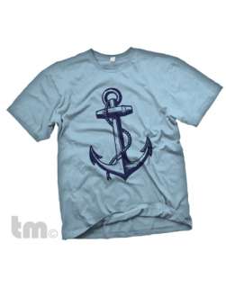 VINTAGE ANCHOR Nautical Sailing T Shirt Nantucket sail boat navy 