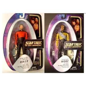  Star Trek Tng Figure Set With William Riker & Worf: Toys 