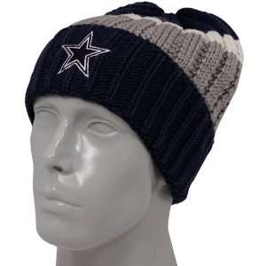 Reebok Dallas Cowboys Navy Blue Striped Cuffed Knit Beanie:  