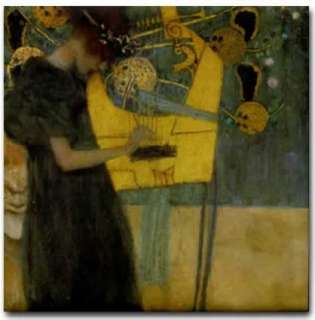 Reproduction of Gustav Klimts Painting   Music Girl Playing Harp