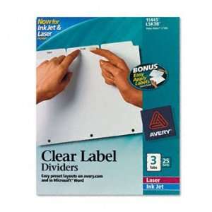  Index Maker Clear Label Dividers, 3 Tab, Letter, White, 25 