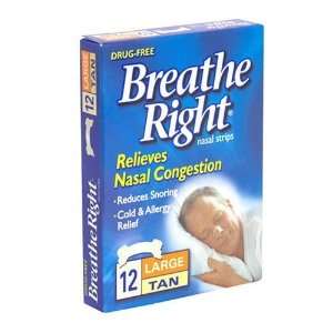  Breathe Right Nasal Strips, Tan, Large, 12 ct Health 