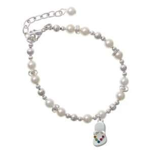   Swarovski Crystal Flip Flop Czech Pearl Beaded Charm Bracelet Jewelry