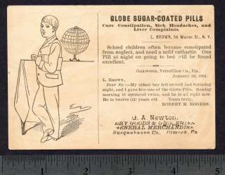 Shaker related Globe Pills Liver Cure CARD L Brown 1881  