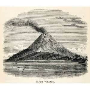  1879 Wood Engraving Banda Volcano Eruption Volcanic Island 