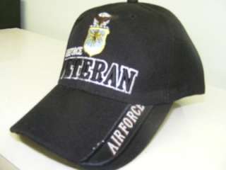 USAF AIR FORCE VETERAN BLACK MILITARY CREST LOGO BALL CAP HAT  