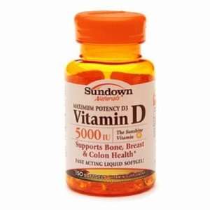  Sundown Naturals  Vitamin D 5000IU, 150 softgels Health 