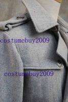 Twilight Edward Cullen Grey Gray wool Jacket Pea Coat L  
