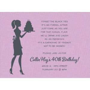  Silhouette Lady Cake Birthday Invitations