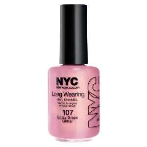 New York Color Long Wearing Nail Enamel, Glizty Grape Glitter, 0.45 