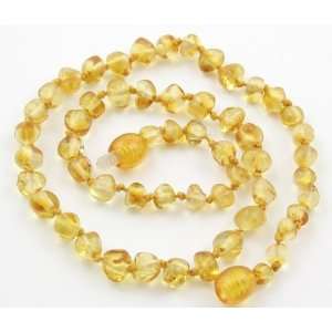 Bouncy Baby BoutiqueTM Baltic Amber Teething Necklace   Baroque Lemon