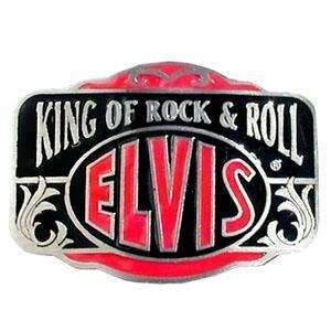  Pewter Belt Buckle   Elvis King of Rock & Roll