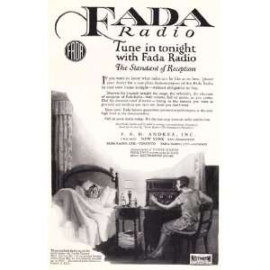 Print Ad 1925 Fada Radio Tune in tonight with Fada Radio. F A D 