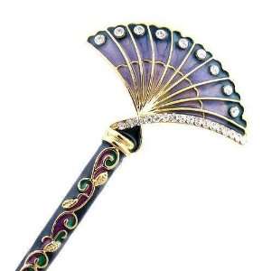   LUX Vintage Style Swarovski Rhinestone Fan Hair Stick Lilac: Beauty