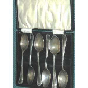Set of SIX Beaded English Sterling Silver Demitasse / Coffee Spoons