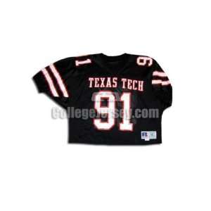  Black No. 91 Game Used Texas Tech Russell Football Jersey 