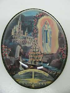 Antique Frame Holy Virgin Mary Vintage Lourdes Icon Catholic Religious 