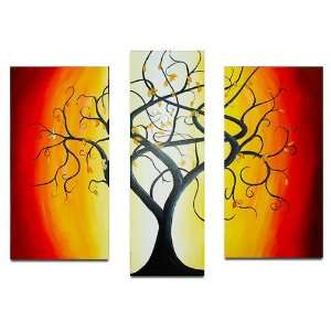  Hand Painted Modern Oil Painting Thai tree dance 3 Piece 