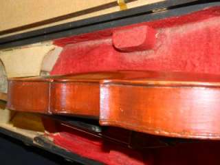 Antique French Violin w/Harp D. Salzar W/Locking Wood Case  