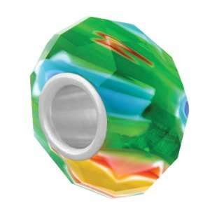  Bauble LuLu Green Millefiori Farscape Facet Crystal Glass 