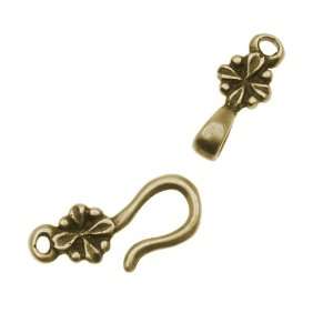 Antiqued Brass Flower Hook & Eye Clasp 7.5mm (1 Set) Arts 