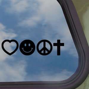 Love Smile Peace Cross Black Decal Truck Window Sticker