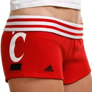 adidas Cincinnati Bearcats Ladies Red Cheeky Rollover Shorts:  