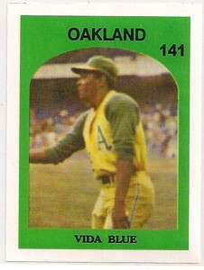 1972 RARE Venezuelan Sticker # 141 VIDA BLUE Oakland Athletics  